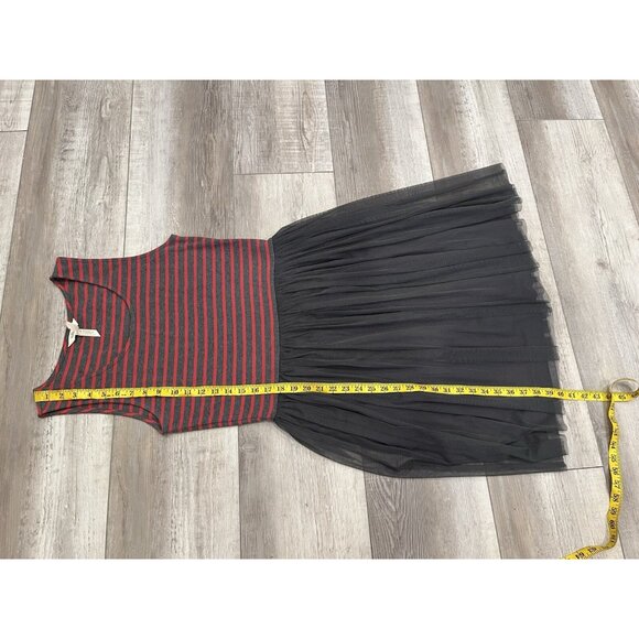 Matilda‎ Jane Womens Dress Size L Striped Tulle Sleeveless Red Gray - Picture 9 of 9